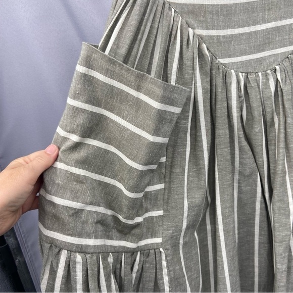 asos Linen Blend Striped Midi Skirt with Oversized Pockets Size 0 - Picture 4 of 11
